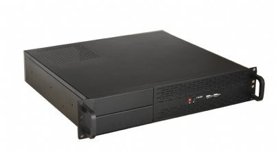 2U Short ATX Chassis - all Black with top vents over PSU